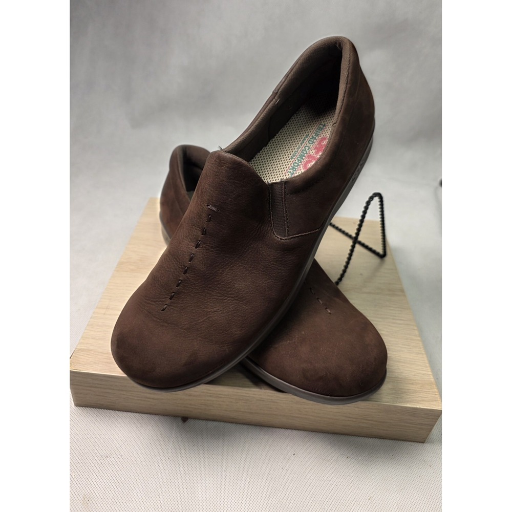 SAS Viva Shoes Women's 11 Brown Nubuck Comfort Slip On Walking Loafers Sneaker